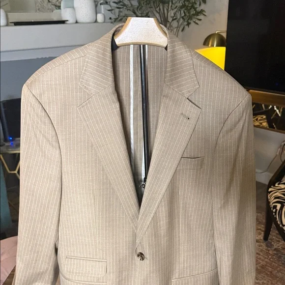 Murano Classic Beige Pinstripe Suit for Men-medium, 30x32 - Picture 2 of 13
